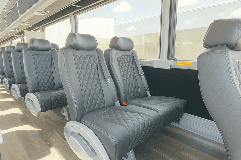 interior of Fishers Coach Bus Service charter bus